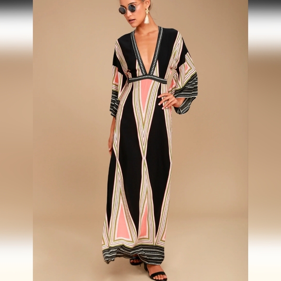 Lulus Montecito black print maxi dress - Picture 1 of 16